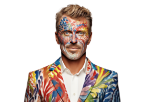 AI generated Fashionable Male Model with Artistic Face Paint png