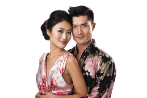 AI generated Elegant Asian Couple on Transparent Background png