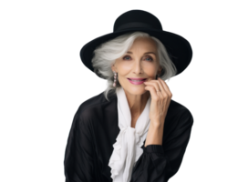 ai gerado elegante Senior mulher posando com estilo png