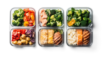 AI generated meal prep, png file of isolated cutout object with shadow on transparent background.