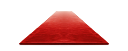 AI generated red carpet, png file of isolated cutout object with shadow on transparent background.