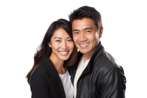 AI generated Asian Couple Smiling on Transparent Background png