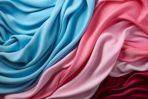 AI generated Blue and pink fabric, brightly colored background. photo