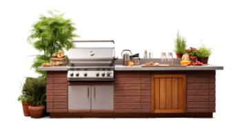 AI generated Stylish Outdoor Kitchen Setup on Transparent Background png