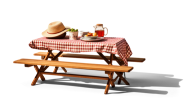 ai generado al aire libre comida preparar con picnic mesa png