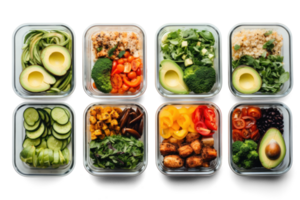 AI generated meal prep, png file of isolated cutout object with shadow on transparent background.