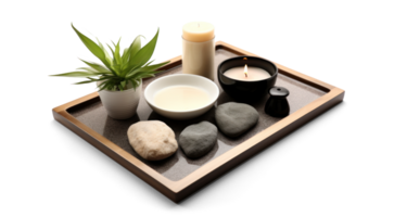 AI generated day spa set, png file of isolated cutout object with shadow on transparent background.