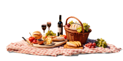 ai generado al aire libre comida preparar con picnic cesta png