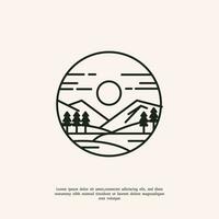 minimalist line art landscape logo illustration vector