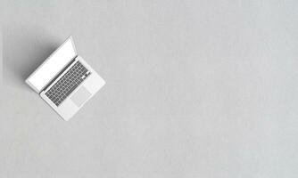 Laptop mockup and white texture background photo