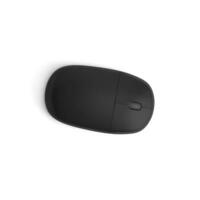 Black wireless mouse isolated on white background roated on photo