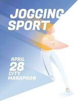 The athlete jogged. Sportswoman. Sports poster. Motion silhouette. Gradient. Vector illustration