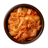 AI generated a bowl of Korean food, Chinese cabbage kimchi, top view isolated on a transparent background png