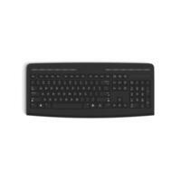 Wireless keyboard isolated on white background high quality image front top view black full rotated multifunctional front photo