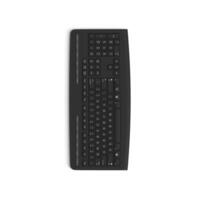 Wireless keyboard isolated on white background high quality image front top view black full rotated multifunctional photo