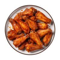 AI generated A plate of chicken wings isolated on a transparent background, top view png