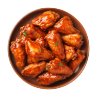 AI generated A plate of chicken wings isolated on a transparent background, top view png