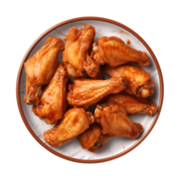 AI generated A plate of chicken wings isolated on a transparent background, top view png