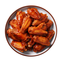 AI generated A plate of chicken wings isolated on a transparent background, top view png