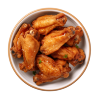 AI generated A plate of chicken wings isolated on a transparent background, top view png