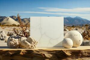 AI generated Stone cubes for product demonstration. Background for branding. photo