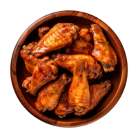 AI generated A plate of chicken wings isolated on a transparent background, top view png