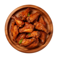 AI generated A plate of chicken wings isolated on a transparent background, top view png