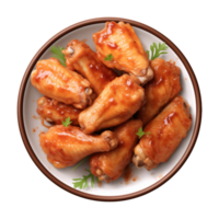 AI generated A plate of chicken wings isolated on a transparent background, top view png