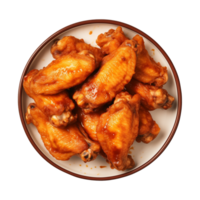 AI generated A plate of chicken wings isolated on a transparent background, top view png