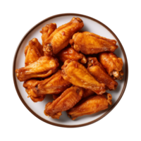 AI generated A plate of chicken wings isolated on a transparent background, top view png