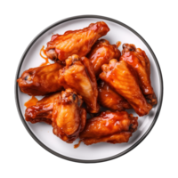 AI generated A plate of chicken wings isolated on a transparent background, top view png