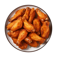 AI generated A plate of chicken wings isolated on a transparent background, top view png