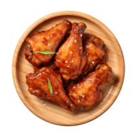 AI generated A plate of chicken wings isolated on a transparent background, top view png