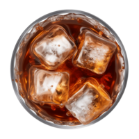 ai gerado uma vidro do gelado Cola ou gelado chá isolado em uma transparente fundo, topo Visão png
