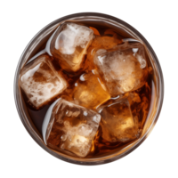 ai généré une verre de glacé Cola ou glacé thé isolé sur une transparent arrière-plan, Haut vue png