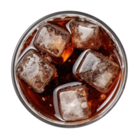 ai généré une verre de glacé Cola ou glacé thé isolé sur une transparent arrière-plan, Haut vue png