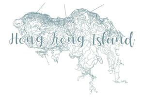 Hong Kong Island Map with written headline. vector