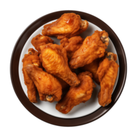 AI generated A plate of chicken wings isolated on a transparent background, top view png