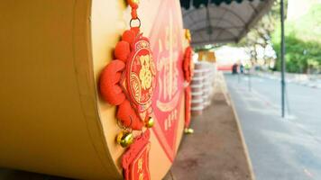 Chinese New year dragon temple wat thailand bangkok nonthaburi province china asian dragon 2024 2023 time year zodiac lucky wealth rich health money bank culture religion 10 th february copy space photo