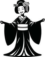 AI generated Japanese Geisha Clipart Illustration Free Vector