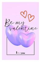 Abstract Y2K Heart gradient poster with aesthetic 3D. Purple template with gradient. Design for card, banner, story. Aesthetic 3d vector illustration