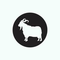 vector icon - angora goat isolated on black circle - flat silhouette style