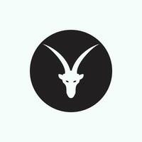 vector icon - san clemente island goat, face goat isolated on black circle - flat silhouette style