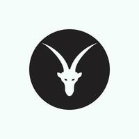 vector icon - san clemente island goat, face goat isolated on black circle - flat silhouette style