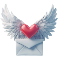 ai generato alato amore lettera con cuore elementi, 3d design. adatto per san valentino giorno, anniversari, e design elementi png