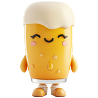 AI generated Funny beer glass character, 3d design. Suitable for design elements, drinks and advertising png