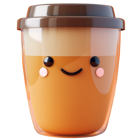 AI generated Cute coffee cup, 3d design. Suitable for design elements, drinks and advertising png