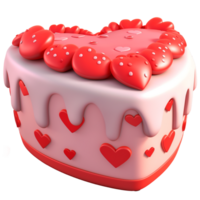 ai generiert süß Liebe Kuchen, 3d Design. geeignet zum Valentinstag, Jubiläen und Design Elemente png