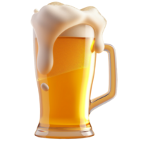 AI generated Glass of beer with foam, 3d design. Suitable for design elements, beverages and advertising png