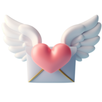 ai generado con alas amor letra con corazón elementos, 3d diseño. adecuado para san valentin día, aniversarios, y diseño elementos png